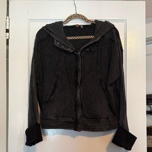 Free People Black Hooded Sweatshirt